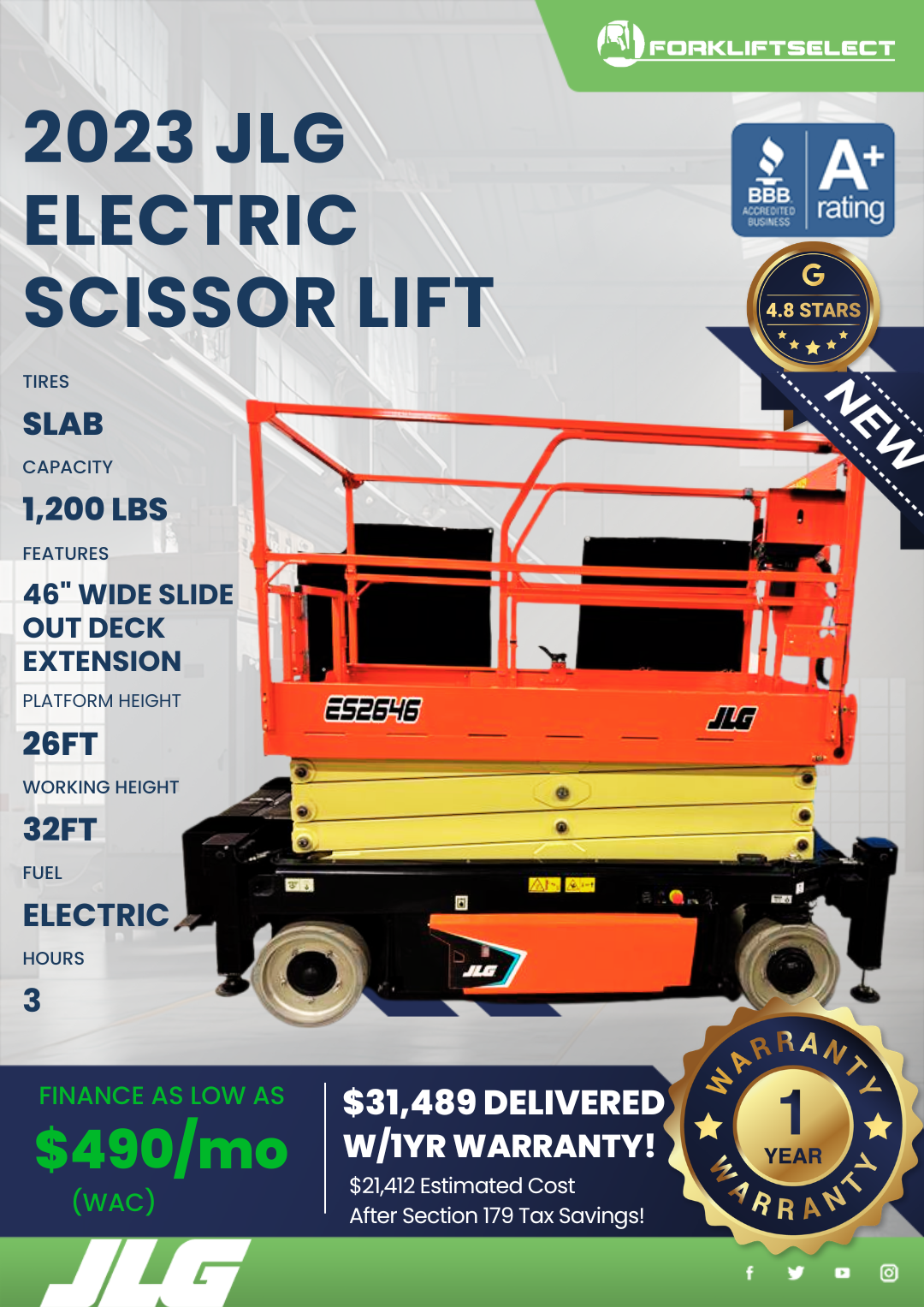 2023 JLG ELECTRIC SCISSOR LIFT