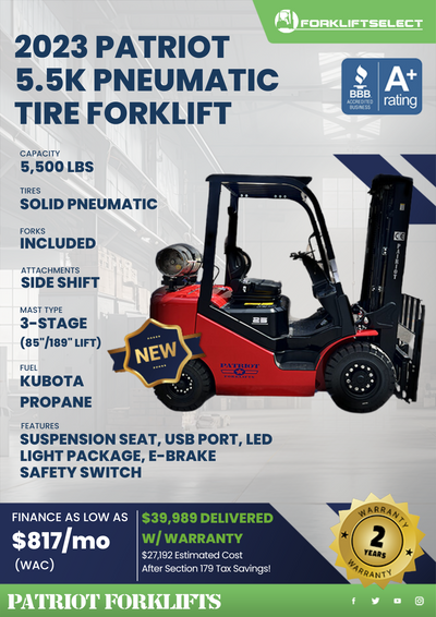 2023 LP Gas Patriot 5.5K Pneumatic Tire Forklift
