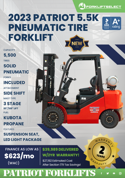 2023 PATRIOT 5.5K PNEUMATIC TIRE FORKLIFT