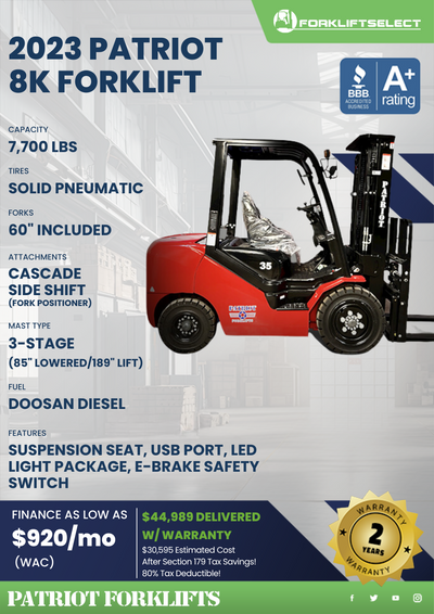 2023 PATRIOT 8K PNEUMATIC TIRE FORKLIFT