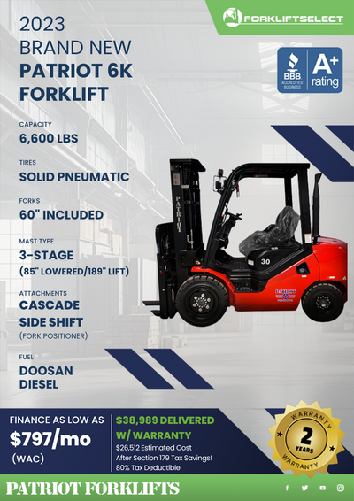 2023 PATRIOT 6K PNEUMATIC TIRE FORKLIFT