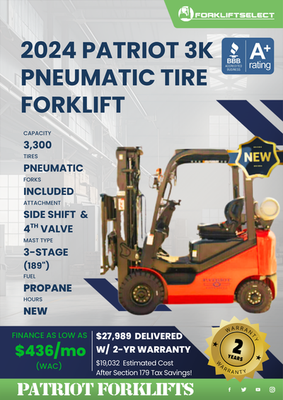 2024 PATRIOT 3K PNEUMATIC TIRE FORKLIFT