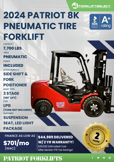 2024 PATRIOT 8K PNEMUATIC TIRE FORKLIFT