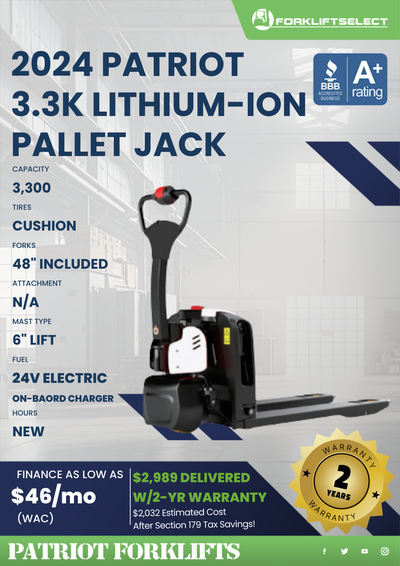 2024 PATRIOT 3.3K ELECTRIC PALLET JACK