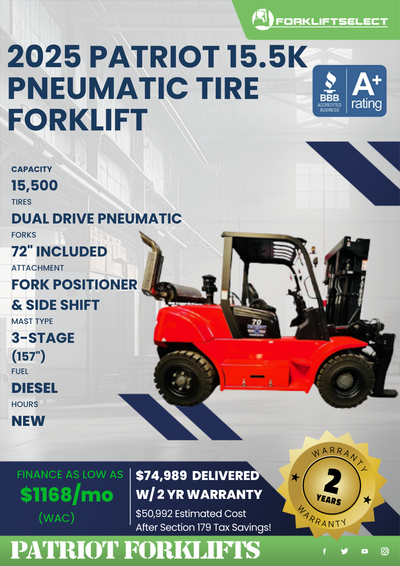 2025 PATRIOT 15.5K PNEUMATIC TIRE FORKLIFT