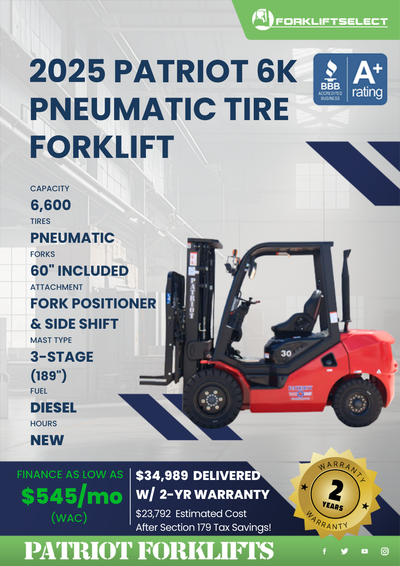 2025 PATRIOT 6K PNEUMATIC TIRE FORKLIFT